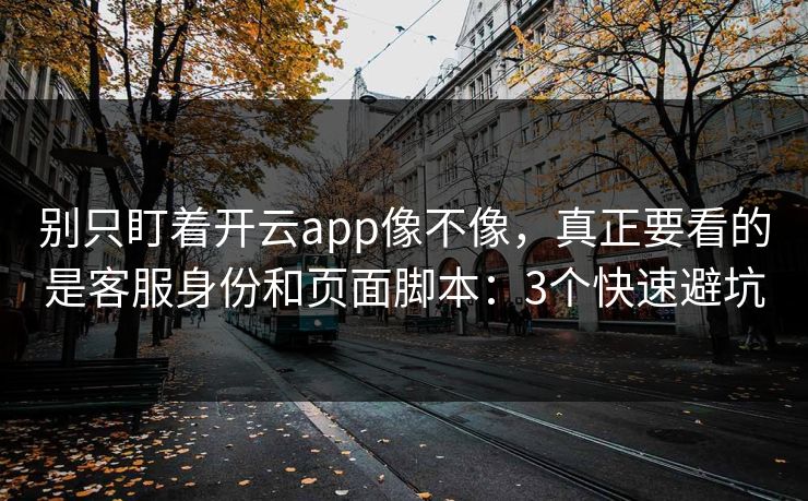 别只盯着开云app像不像，真正要看的是客服身份和页面脚本：3个快速避坑