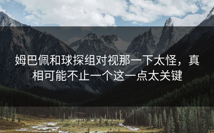 姆巴佩和球探组对视那一下太怪，真相可能不止一个这一点太关键