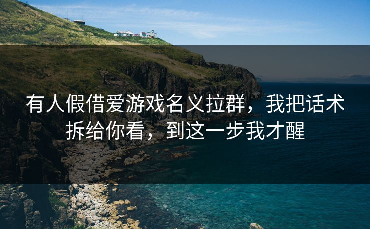 有人假借爱游戏名义拉群,我把话术拆给你看,到这一步我才醒 有人假借爱游戏名义拉群,我把话术拆给你看,到这一步我才醒
